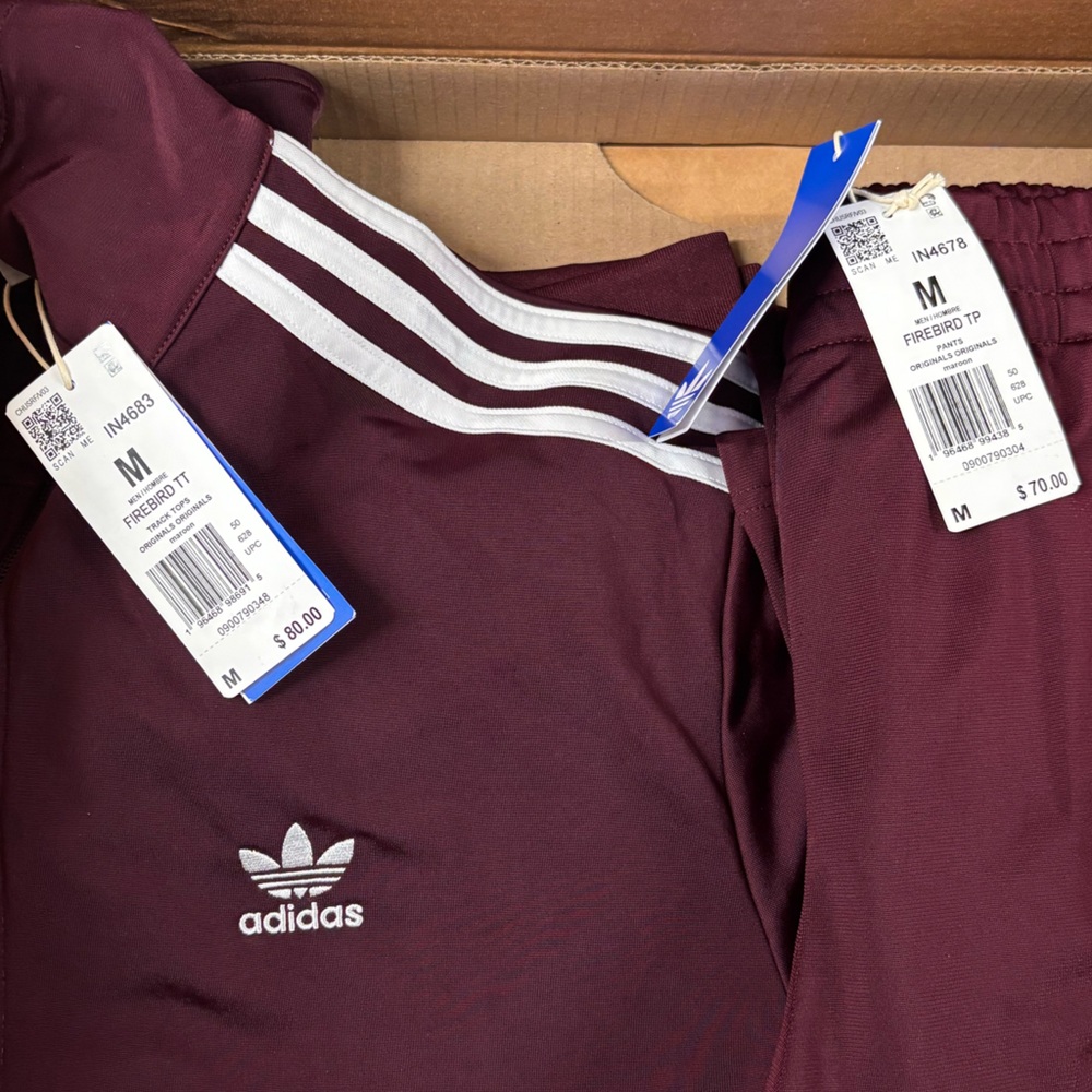 Adidas Firebird Maroon Burgundy Men’s Tracksuit Set IN4683 and IN4678 - Picture 6 of 9